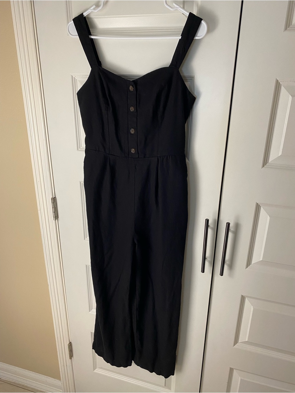 Old Navy Black Button-Front Wide-Strap Jumpsuit